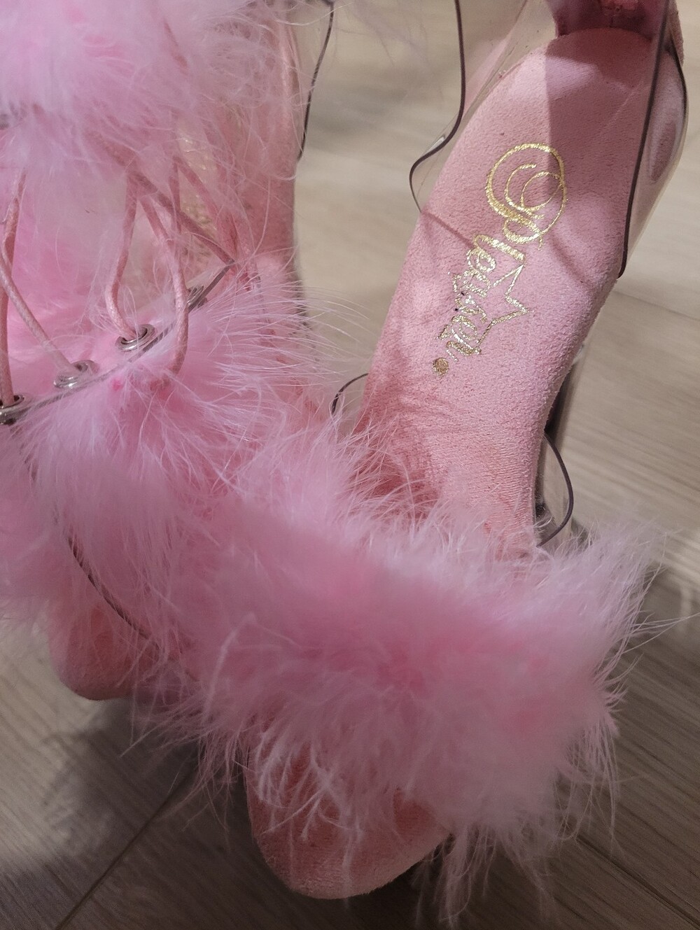 Pleasers Size 5 Adore - 724F Pink Flamingo, Fluffy Heels - Picture 11 of 13